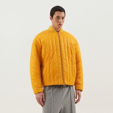 Yellow quilted down jacket