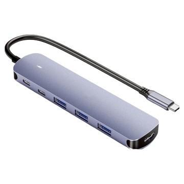 ANTIAN Type-C 6合1多功能HUB筆電轉接器 PD100W  1個  灰色