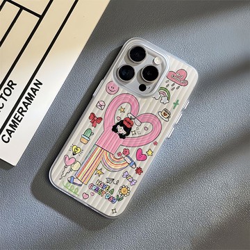 免運+隔日🚚行李箱手機殼 愛心開心女生 適用蘋果17promax 16Pro 15plus 14 13 12 11防摔