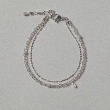 S925純銀雙層灰瑪瑙拼接手鏈小眾設計磨砂氣質簡約文藝復古手飾