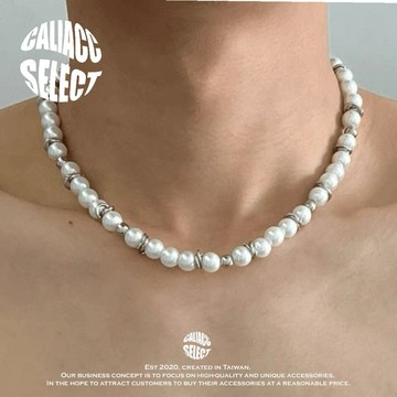 【CALI】隔日到貨！嘻哈 荊棘 拼接 珍珠項鍊 朋克 項鍊男 項鍊女 情侶同款 頸鍊 搭配 饒舌 百搭