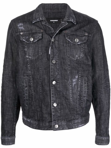 Dsquared2 - button-up denim jacket - men - Cotton/Spandex/Elastane/Polyester/Cotton/Polyester/Cellulose - 48 - Black