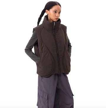 日系復古 弧形立體口袋 肌理感棉服背心