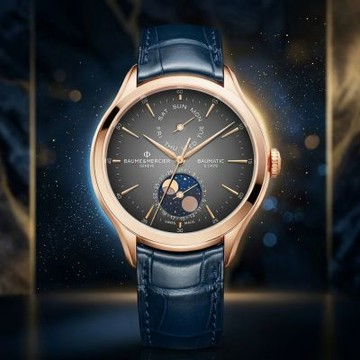 Baume & Mercier 名士 Clifton系列 18K玫瑰金五日鍊月相機械錶 開學換新季 送禮推薦-42mm M0A10547