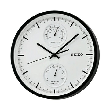 seiko SK037 精工鐘(QXA525K) 溫溼度顯示靜音掛鐘 / 30.5*4.6cm｜樂天領券現折★全館特惠中★指定刷卡回饋10%