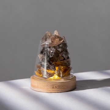 【ANJI】茶水晶香氛岩燈 | 平和 X 避邪 送小蒼蘭 擴香燈 鹽燈  礦石 開運 招財 夜燈 床頭燈 擴香 禮物