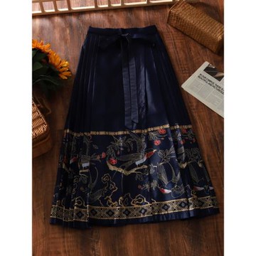 奢侈品牌折扣店日本外貿一線品牌夏新款中式長款系帶高腰馬面裙