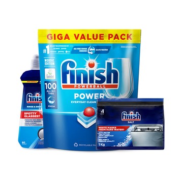 專用洗劑 finish亮碟 洗碗機專用 全效合一洗碗塊100顆+光潔劑400ml+軟水鹽1kg (洗碗錠/洗碗/潤乾劑/軟化鹽)