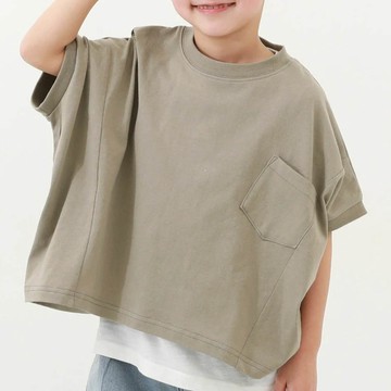 日本 devirock - 100%純棉落肩短袖上衣-淺棕