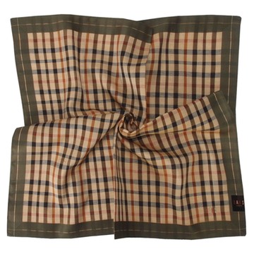 DAKS經典格紋刺繡LOGO純棉帕巾-綠色