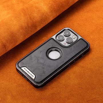 酷圖商務皮套蘋果15Promax手機殼iPhone14輕奢皮革磁吸保護套13全包防摔12皮革高端男士皮質新款15plus保護殼