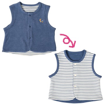 akachan honpo - 雙面背心-深藍色 (50~70cm)