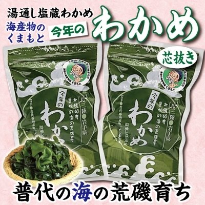 ふるさと納税 普代村  北三陸 荒磯育ち 塩蔵わかめ 芯抜き200g×2袋