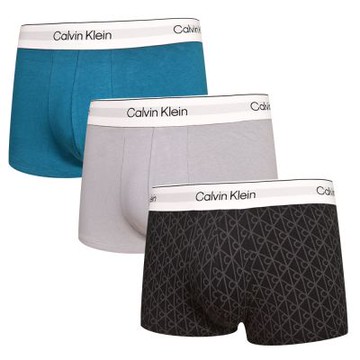 Calvin Klein Cotton Stretch 男內褲 棉質短版合身四角褲/CK內褲-11 藍綠、灰 三入組