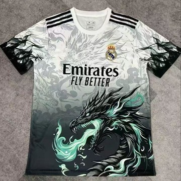獨家優惠🆕皇馬球衣25特別版新款足球透氣訓練T恤龍紋運動印花速幹短袖J24X