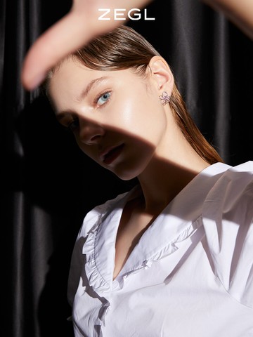 ZEGL設計師愛心花朵耳釘女ins風小眾設計感冷淡風耳環925銀針耳飾