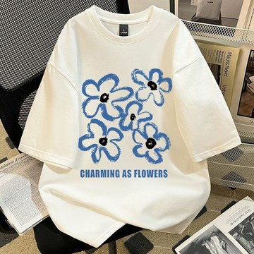 【砂糖夢境】ins潮設計感小衆純棉重磅短袖t恤女夏季寬鬆情侶款休閒個性上衣女