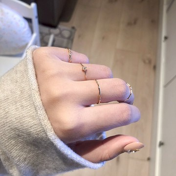 疊戴美貌通體925純銀細圈戒指簡約百搭個性氣質日系輕奢關節戒1入