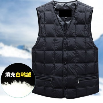羽絨內膽 羽絨服 羽絨背心 男裝 羽絨馬甲 男士 V領 外穿 中老加厚背心 保暖內膽 爸爸裝 上衣馬夾 保暖背心 背心