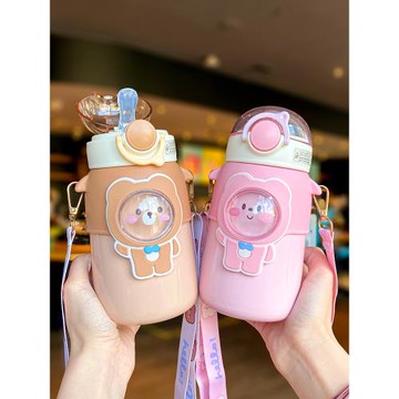 兒童吸管杯保溫杯男女寶寶學生可愛學生上學專用學飲杯316不銹鋼