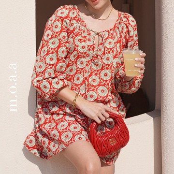 Sangria Dress - 美丽的花卉印度木刻印花连衣裙