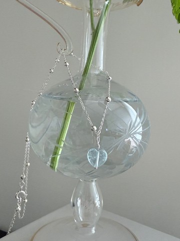 流光海心/ 925純銀天然水晶能量/ 手作項鍊/ 客製禮物