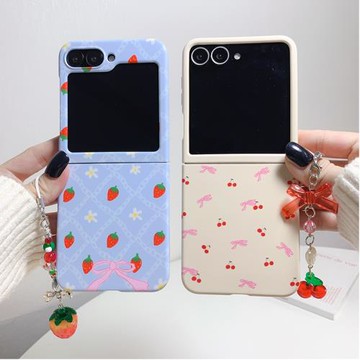 草莓適用三星zflip7fe手機殼zflip6折疊屏flip5全包W25心系天下保護套超薄大視窗小眾女新款高級感可愛防摔