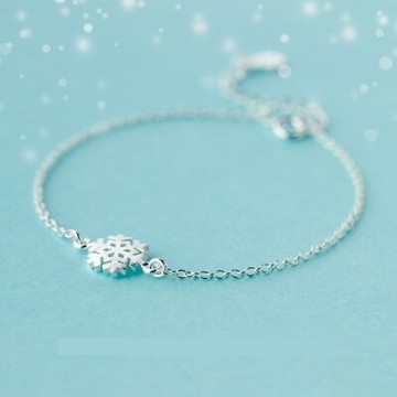 925純銀手鍊 手環-文藝清新雪花造型生日情人節禮物女飾品73dp3【獨家進口】【米蘭精品】