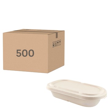 ONEFU 植纖單格橢圓餐盒 850ml  10包  50個