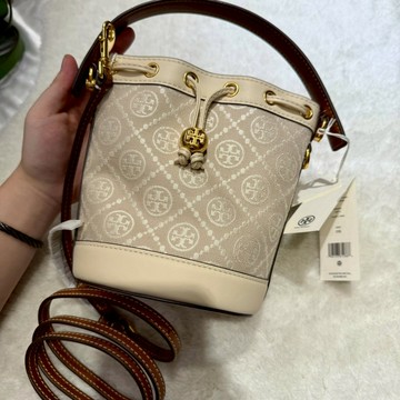 【TB｜全新】現貨 TORY BURCH 水桶包 專櫃款 滿版 緹花布 兩用包 斜背包｜Little Bee 小蜜蜂精品