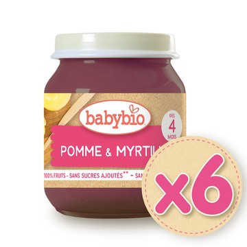 【法國Babybio】生機蘋果藍莓鮮果泥130gX6