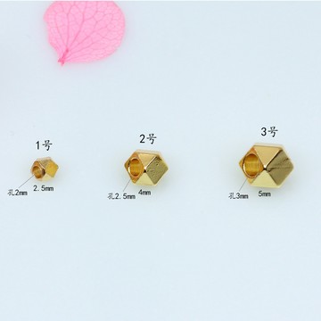 HC--【 100pcs/包】 18/14k金色菱形珠隔珠 保色銅珠轉運隔珠材料 diy手鏈項鏈串珠配件