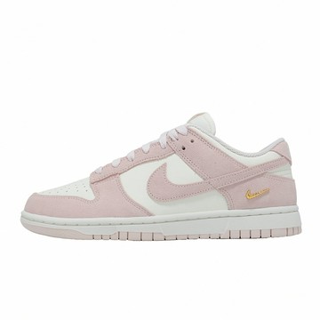 Nike 休閒鞋 Wmns Dunk Low 女鞋 白 粉紅 麂皮 小金勾 IO4244-100