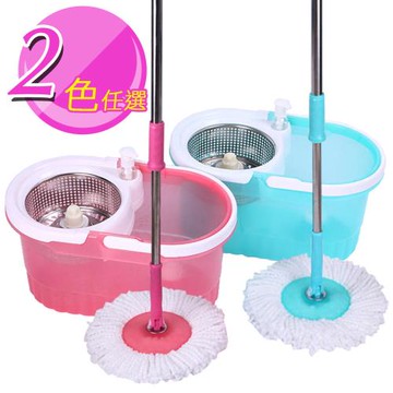 inBOUND 果凍系手壓360度旋轉不鏽鋼桶輕鬆拖(1x桶+1x桿+2x布)