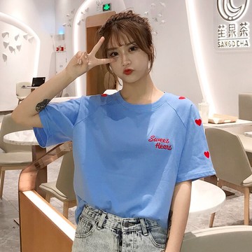 年新款普通短袖女上衣夏季t恤寬松女裝t桖韓風chic打底衣