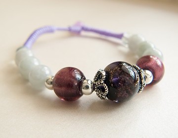 熠璨琉玉練－淺紫羅蘭(純手工編製.禮物.飾品.琉璃.緬甸玉.螢石.珠寶線)