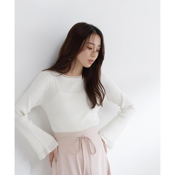 【NBB】撞色荷葉袖針織上衣-017-6170124