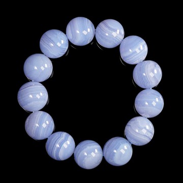 【正佳珠寶】藍紋瑪瑙 高品老礦藍紋瑪瑙 17mm 瑪瑙手珠