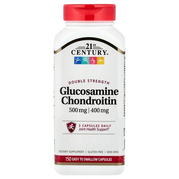 21st Century, 殼糖胺軟骨素，雙倍功效，150 粒易吞嚥膠囊