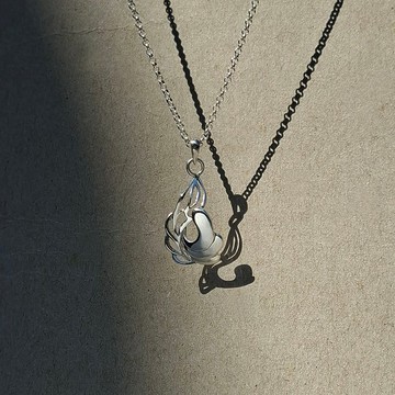 越水。綠  銀項鍊