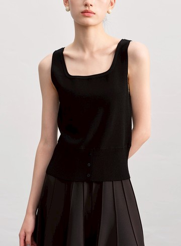 簡約半開襟針織背心