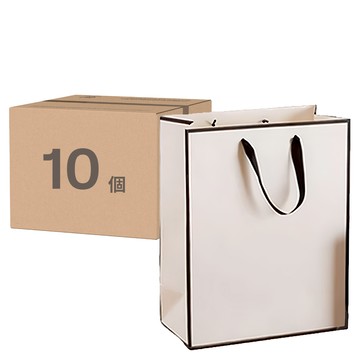 手提袋 豎款 Set 10  20 x 10 x 28cm  白底黑邊  1組