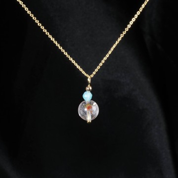 【Self Love系列】金片水晶×天河石14K包金水晶項鍊 開運招財
