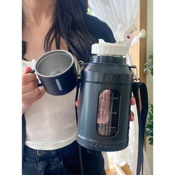 超大容量戶外便攜玻璃水壺男士高檔茶水分離泡茶壺雙層隔熱喝水壺