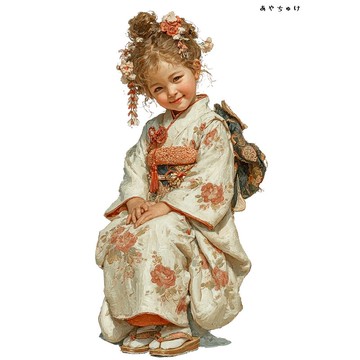 【12月新品4】07-114-0190 人物貼紙 和服復古