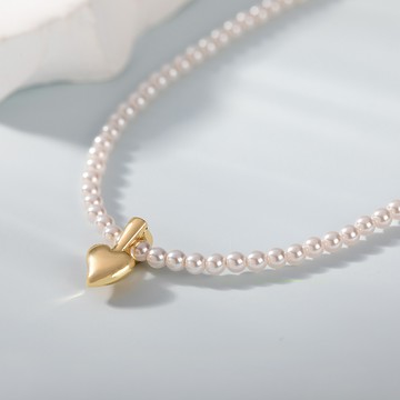 [925純銀]柔白之心淡水珍珠項鍊【SL1002】-愛心珍珠