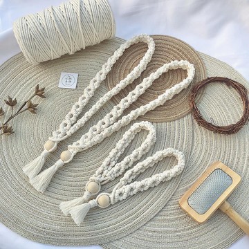 macrame編織 細款小花朵窗簾束帶 綁帶 掛繩