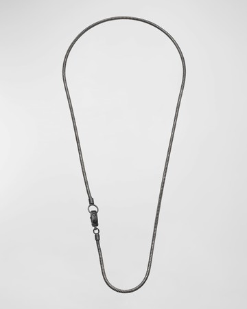 Men's Classy Oxidized Silver Necklace, 20"L