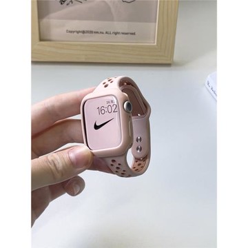 適用于applewatchS11小蠻腰撞色透氣款S9表帶iwatch3/4/5/6/7/SE代纖細硅膠表帶蘋果手表S10洞洞款表帶星光色