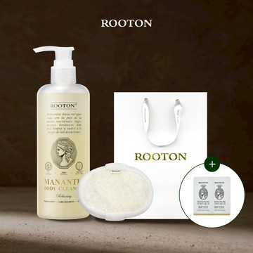 快速出貨【ROOTON】生日快樂！身體保養組－淨粹植潤沐浴膠300ml+淨粹植潤身體乳5ml x2+淨粹植潤沐浴巾+燙金禮袋(療癒香氛生日禮物)